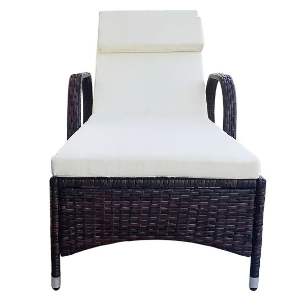Factory Wholesale Leisure Living Outdoor Furniture Rattan Sun Bed Lazy Bed Mail Box Packing Weather Resistance Chaise Lounge