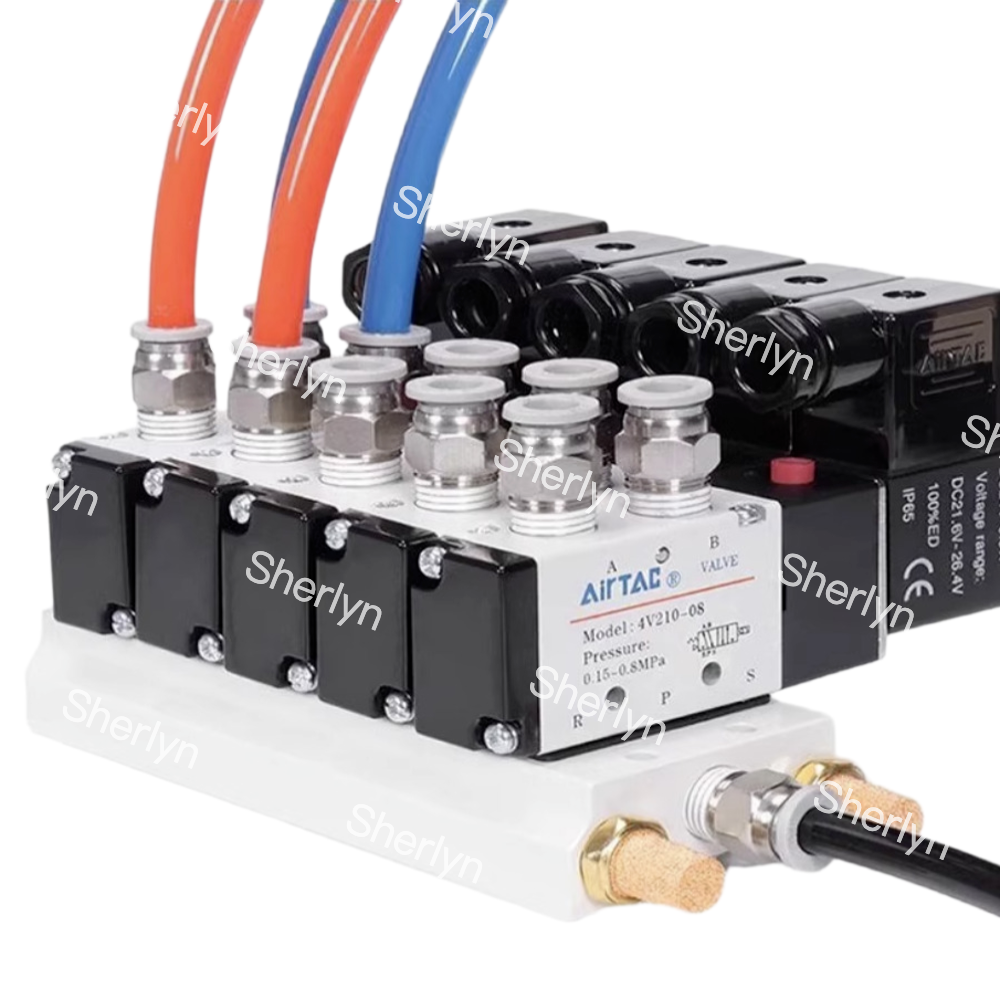 AIRTAC DC24V Solenoid Valve Two Position Five Way Reversing Valve with IP65 Enclosure Rating
