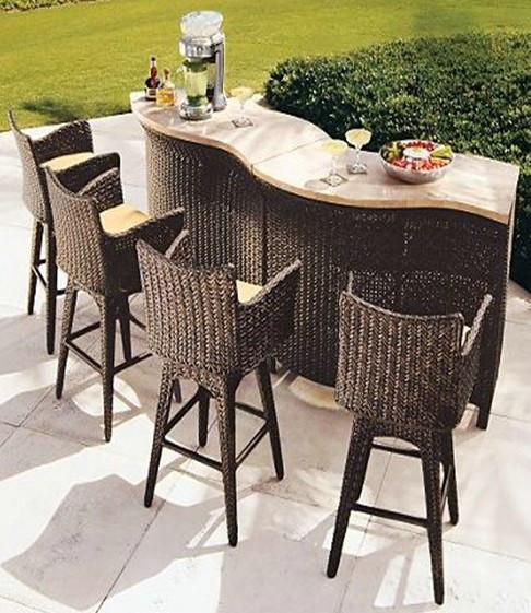 Luxury Home Patio / Balcony Resin Wicker Bar Set , UV Resistant