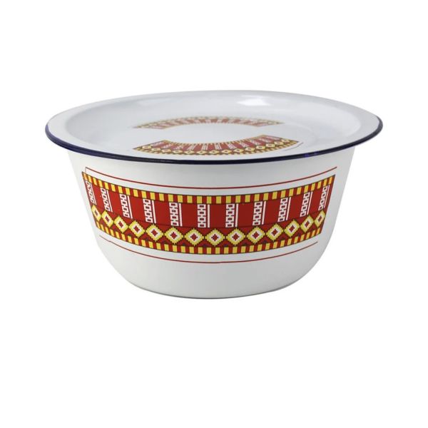 Round Enamel Basin Bowl Customized Logo Carbon Steel Decal Lard Bowl Daily Use