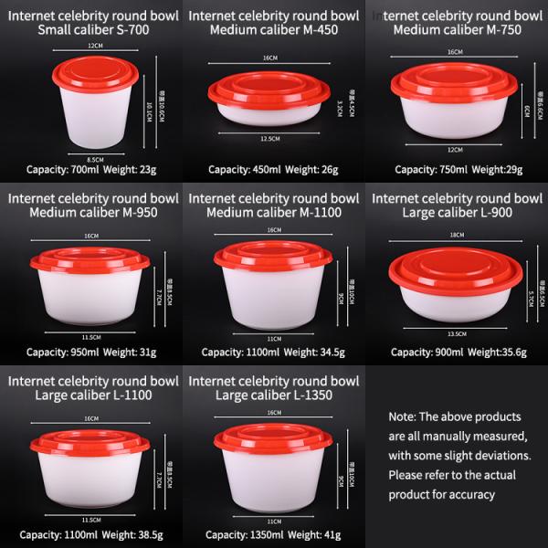 Contenedores de plástico desechables de PP transparente Reutilizables y microondas