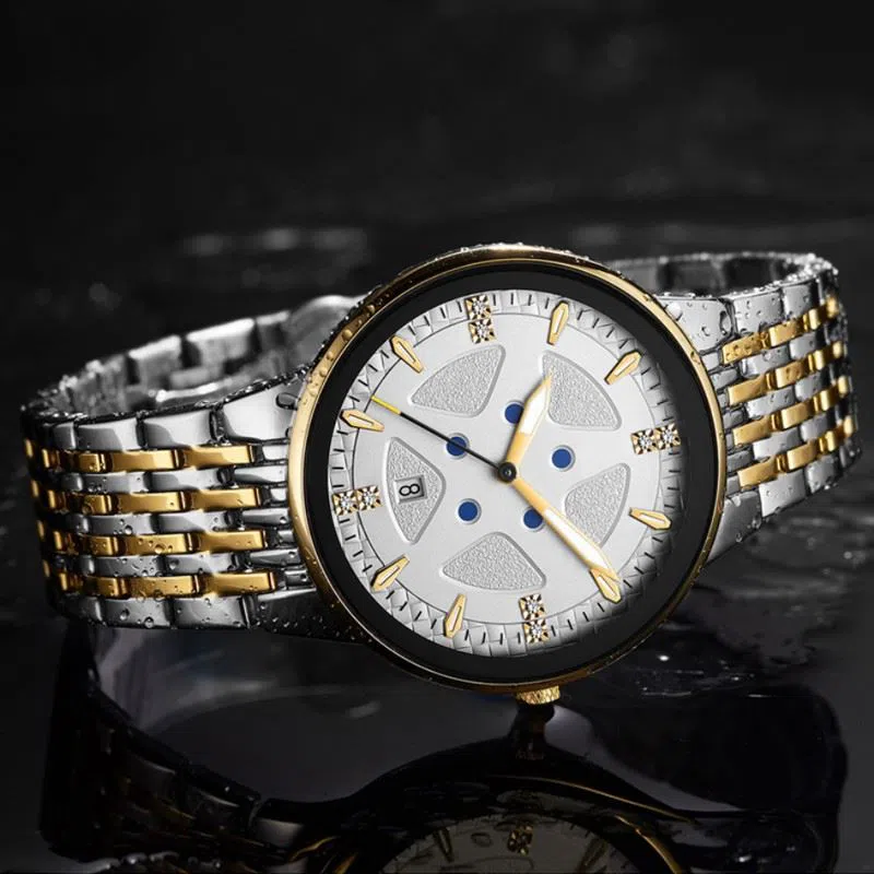 Waterproof Stainless Steel Chronograph Watch Thin Calendar Automatic Mechanical Watch