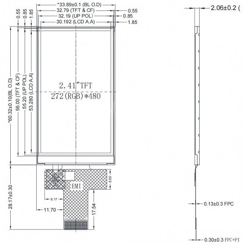 2.41-inch Full-Viewing-Angle Full-Color LCD Display with MIPI Interface Industrial TFT Display