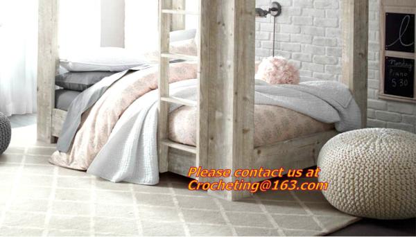 Middle size cotton crochet floor pouffe crochet pouf hassock Ottoman Floor Cushion