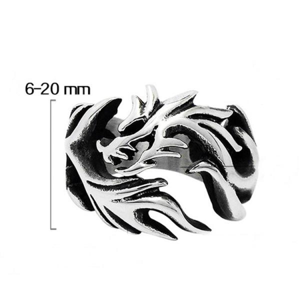 Men's Vintage Old Silver Plated Titanium Stainless Steel Dragon Ring (SA126)