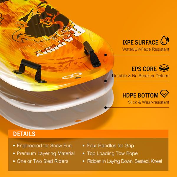 Freestyle Winter 48'' EPS Foam Core Adult Snow Sleds for Double-Person