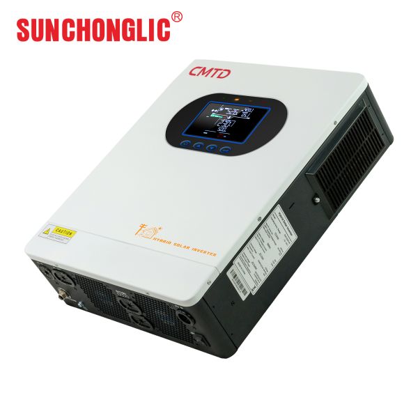SUN-D This hybrid inverter delivers 5KW of pure sine wave AC power from a 24V system, combining an MPPT solar charger and UPS functionality in a single unit.