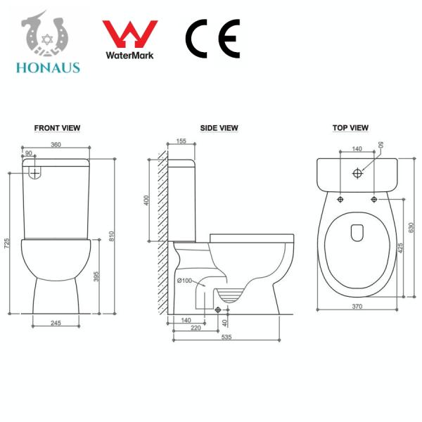 S/P Trap Two Piece Toilet Bowl Dual Flush Water Closet OEM ODM Available