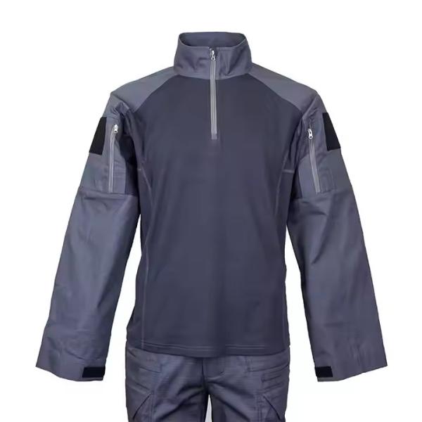 Multi-pocket Zippered Tactical Suit in Dark Blue with Customized Logo