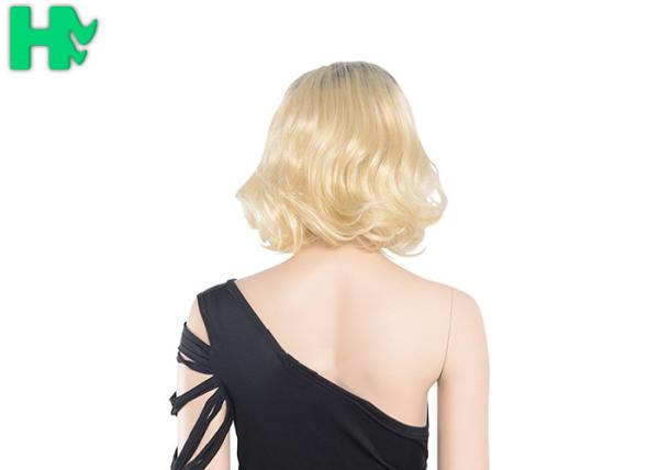 Fashion Fiber Material Short Synthetic Wigs / 12 Inch Blonde None Lace Front Wig