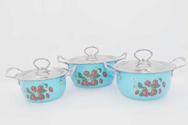6pcs Colorful pot set grade steel nonstick soup pot flower coating deep casserole pot