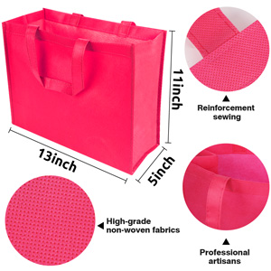 Nonwoven fabric Grocery Tote, Reinforced Handle Heavy Duty Large Shopping, Kitchen Reusable box bags