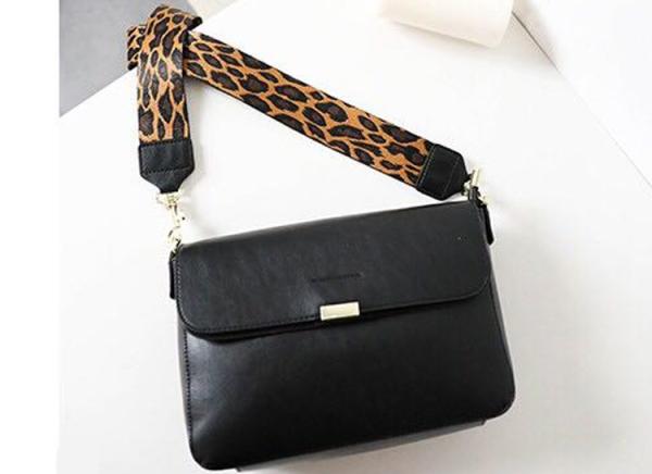 Fashion retro joker soft PU leather shoulder aslant cross bag leopard-print wide shoulder strap small crossbody bags