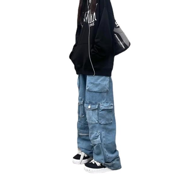 Cotton Denim Oversized Hiphop Embroiled Baggy Loose Men's Jeans for Sustainable Style
