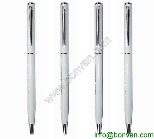 cheap metal pen, white body promotional gift ball pen