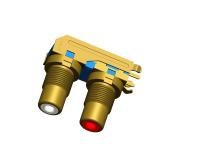 Conector fêmea cor vermelha e branca de RCA02-001 de Phono RCA da unidade dupla