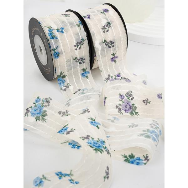 Цветочная печатная персонализированная лента 4 см