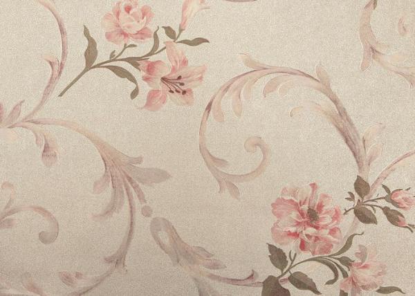 Waterproof Country Style Wallpaper / Gold Foil Wallpaper with Floral Pattern