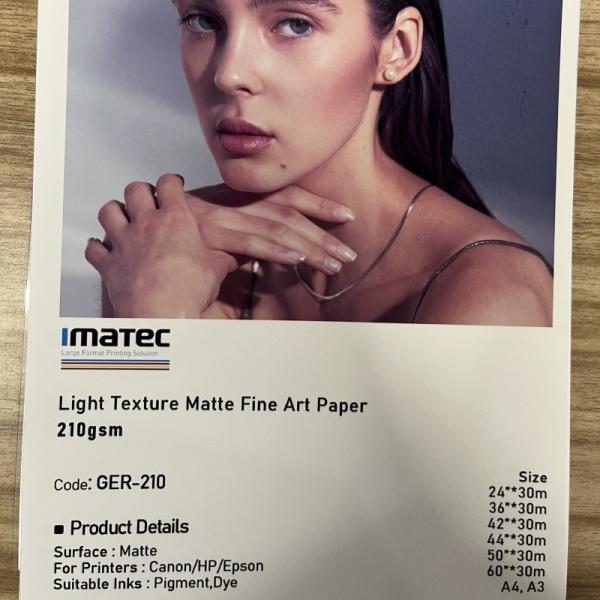 Factory Wholesale Light Texutre Matte 210gsm Fine Art Photo Paper