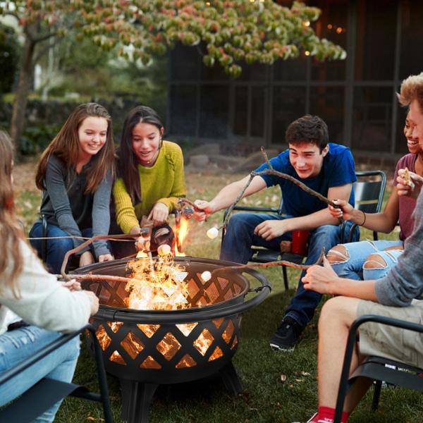 Прямая продажа 30 дюймовых стальных огневых ям для барбекю и более теплых продуктов Размер 75,2 * 75,2 * 58,4 см