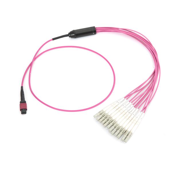 SM / OM3 / OM4 Fiber Optic Cable MTP / MPO Jumper To Duplex LC Uniboot Harness / Breakout Cable