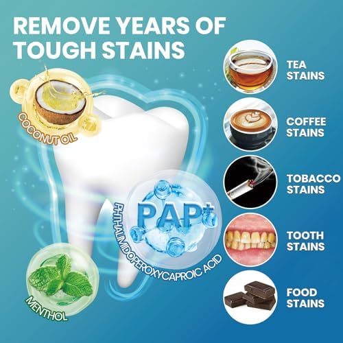 Kit de bandes blanchissantes pour les dents goût menthe, traitements sans peroxyde d'hydrogène, 42 unités