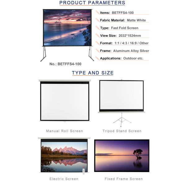 Outdoor Fast Fold Projection Screen 100 Inch For Exhibition / Banquet / Concert