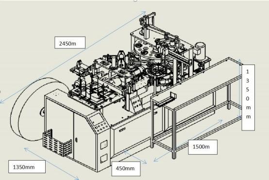 Fully Automatic High Speed Disposable Paper Bowl Making Machine with 9KW Power and 2450*1350*2100mm Size