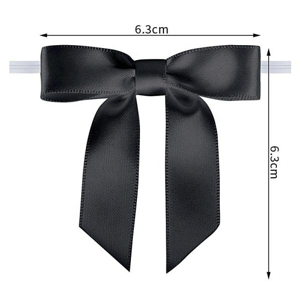 Gift Decoration Satin Ribbon Bow with Twist Tie Elastic Loop Printed All Occasion