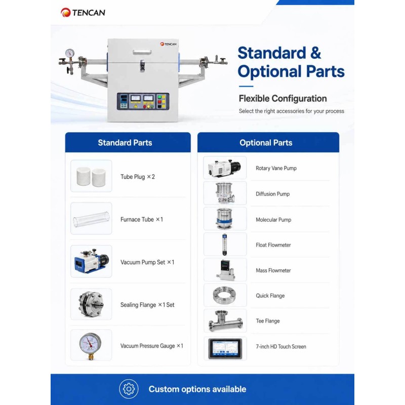 TENCAN 1200C 1400C 1600C Horizontal Vacuum Tube Furnace Split Laboratory Sintering CVD Quartz Alumina Tube Oven
