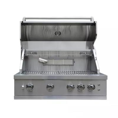 Mobile Barbeque Gas Grills With Flat Top Combo 3 Burner Commercial 36 Inch