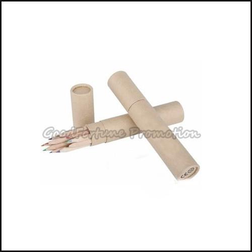 Printed Logo Eco Coloured Wood 12pcs Set Pencil With Kraft Box Case For School