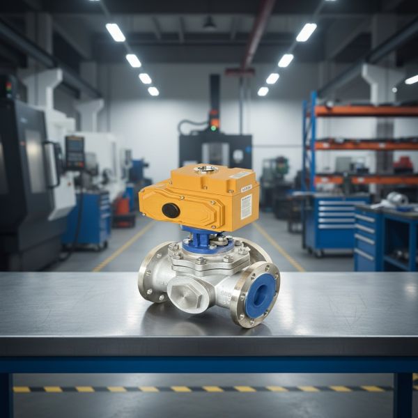 Industrial Electric Actuator SS304/316 Stainless Steel Three Way Ball Valve Flange Type High Pressure Water Oil Gas Control