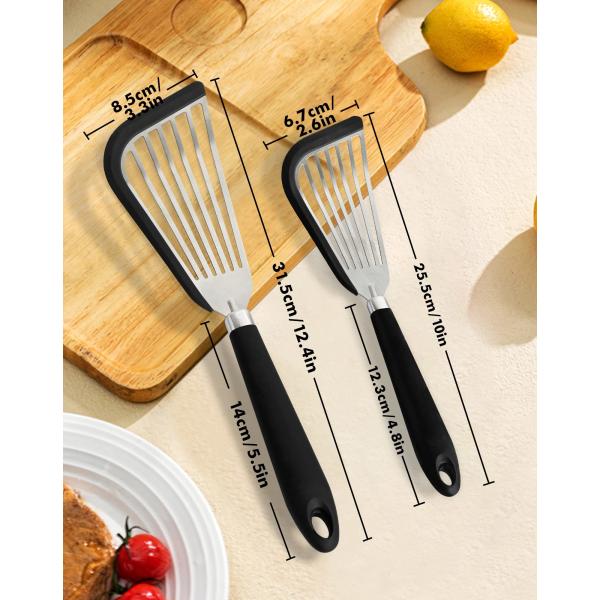 Сплошные шпатулы Гибкие шпатулы из нержавеющей стали с силиконом с мягким верхним краем Сплошные шпатулы с тренажером рыбные шпатулы