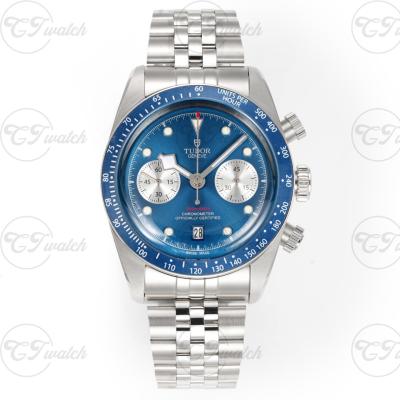 Tudor Black Bay Chrono 41mm Blue Dial Super Clone Watch Reverse Panda Style Automatic Mechanical Jubilee Bracelet