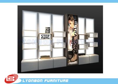 MDF Cubicle Slatwall Gondola Display Stands For Shoes Presenting / Melamine Finished