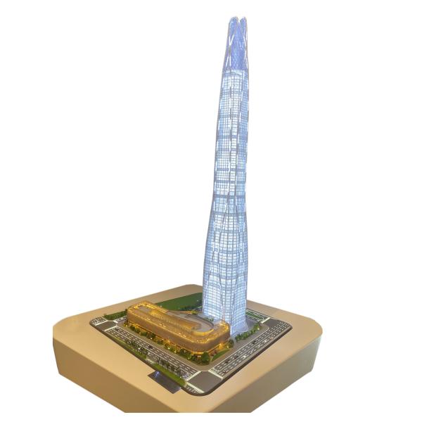 1:100 Commercial Tower Model Architectural High Precision With Lighting Display
