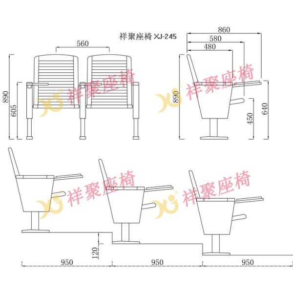 Slim Metal Leg Conference Hall Chairs with Strengthen Standing Foot Wood Seat