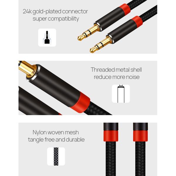 Nylon Braided 3m Stereo Audio Aux Cable With Standard 3.5mm Audio Jack