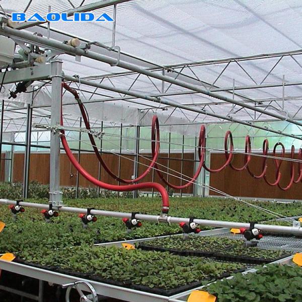 Plântula de produção transportável de rolamento do berçário dos bancos da estufa comercial