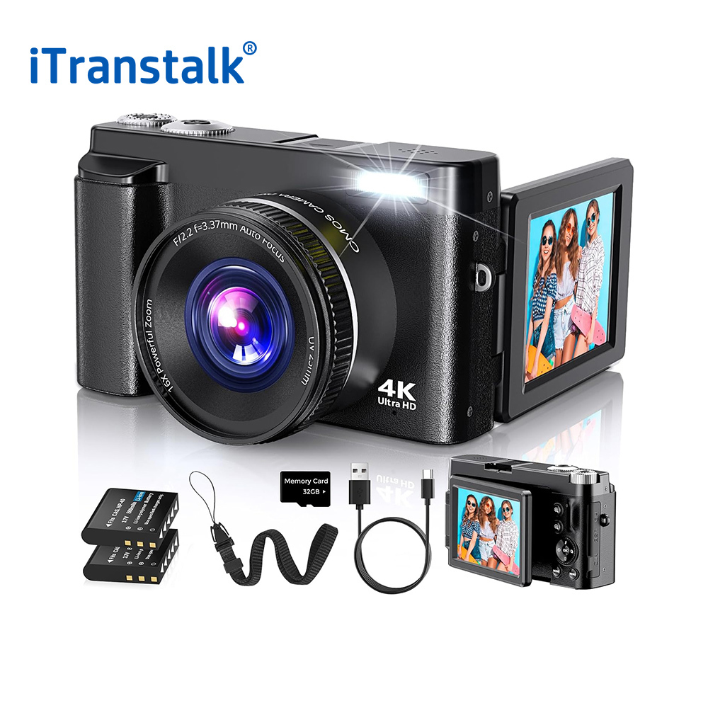4K Digital Vlog Camera Flip Screen Autofocus Digital Camera With 48MP WiFi