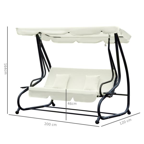 Garden Swing Hanging Chair with Powder-coated Finish and Spring Hook W120xL200xH164cm