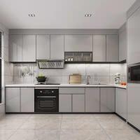 1.6m 304SS Sink Tap Brown Island Kitchen Cabinets Marble Countertops