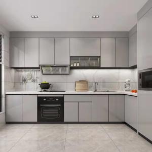 1.6m 304SS Sink Tap Brown Island Kitchen Cabinets Marble Countertops