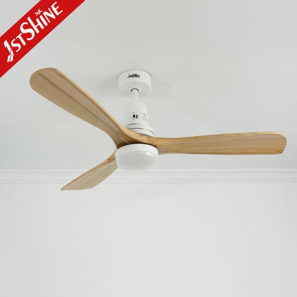 52 Led Ceiling Fan Wood Blade Ac Motor Low Noise 3 Speeds Remote Control