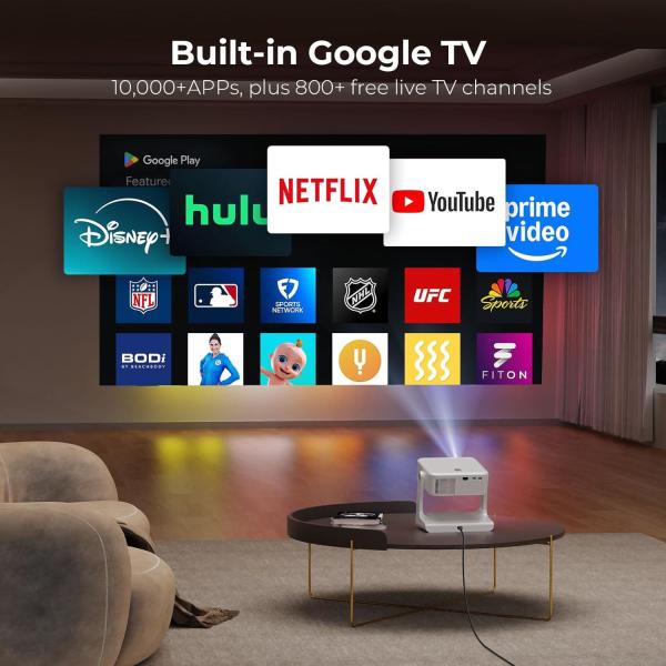 D1 Dark Gray FHD 4K Google TV Projector Voice Control Freestyle TV Projector