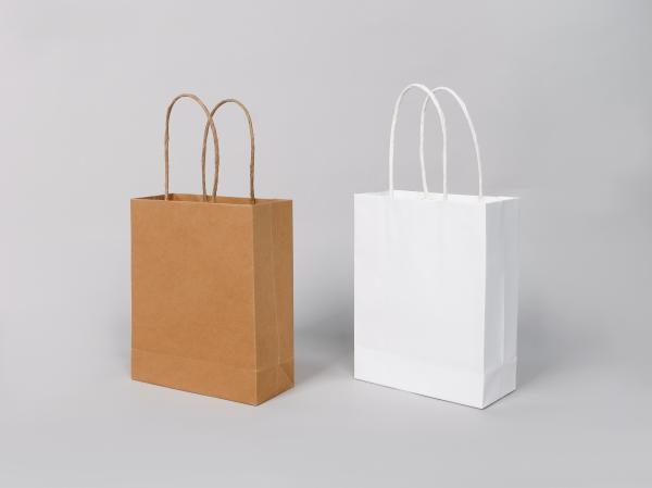 Customizable Take Away J Cut Paper Bag Recyclable Twisted Handle Kraft Paper Bags