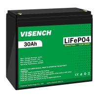Visench 12V 30Ah Bateria de Iões de Lítio Ferro Fosfato recarregável 12.8V Lifepo4 Bateria Pack