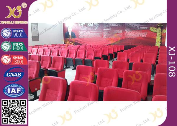 Movable Folded Church Furniture Chairs Electrostatic Spraying Feet Floor Mounted