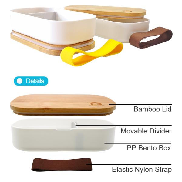 Pink 1-Layer Bamboo Lid Custom Eco Fridge Plastic Food Grade Bento Lunch Box for Kids